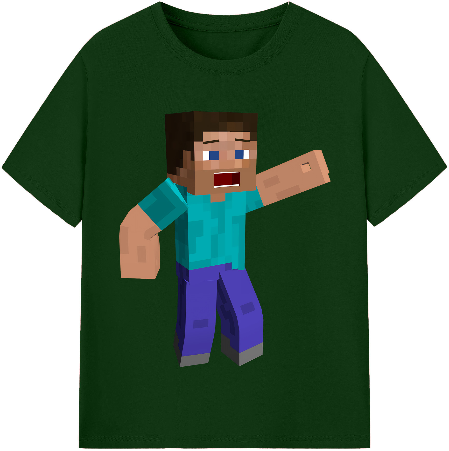 （画像用） マインクラフト ブロックの世界 Minecraft MC Block world 綿100％半袖Tシャツ（フロントプリント）
